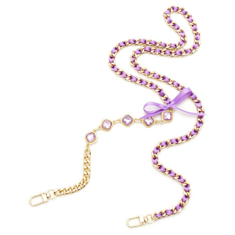 Crossbody Phone Lanyard Metal Phone Charm Cell Phone Chain Strap, Total Length: 120cm - Purple