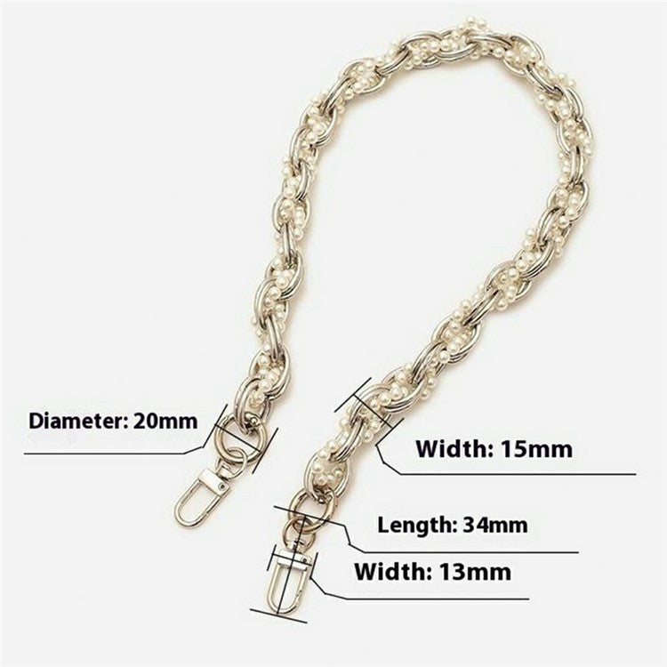 31cm Braided Pearls Phone Charm Strap Dual Buckles Metal Short Strap - Gold