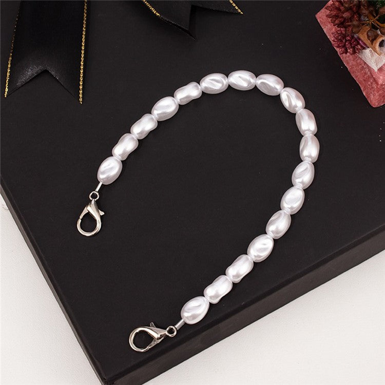 Phone Lanyard Wrist Strap Faux Pearl Cell Phone Charms Chain Wristlet, Total Length: 31cm