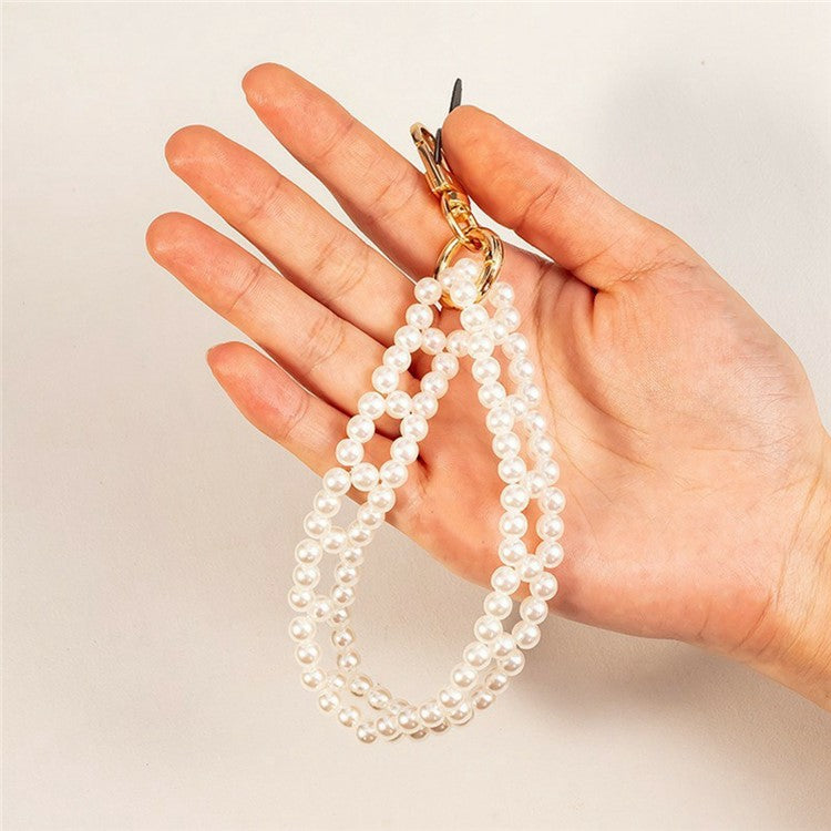 32cm ABS Pearls Phone Charm Strap Dual Buckles Lanyard Phone Jewelry Wristband