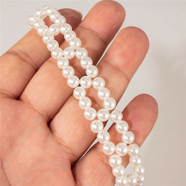 32cm ABS Pearls Phone Charm Strap Dual Buckles Lanyard Phone Jewelry Wristband