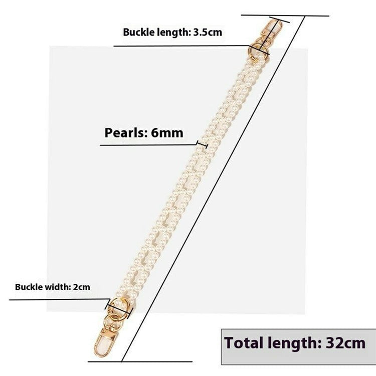 32cm ABS Pearls Phone Charm Strap Dual Buckles Lanyard Phone Jewelry Wristband