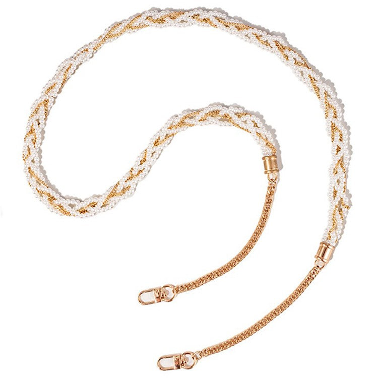 Universal Pearl Mobile Phone Chain Lanyard Metal Crossbody Neck Phone Charm with Tether Tab, Total Length: 120cm