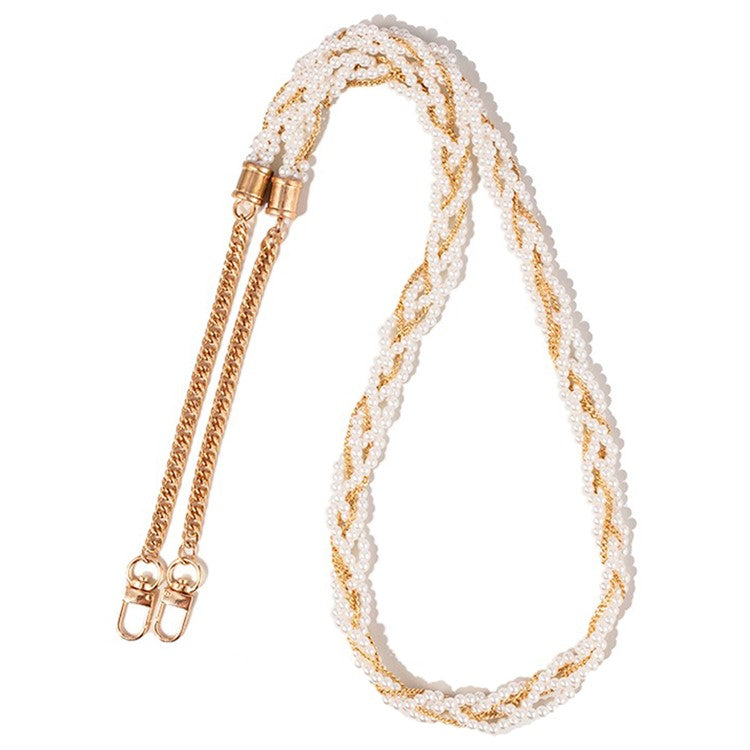 Universal Pearl Mobile Phone Chain Lanyard Metal Crossbody Neck Phone Charm with Tether Tab, Total Length: 120cm