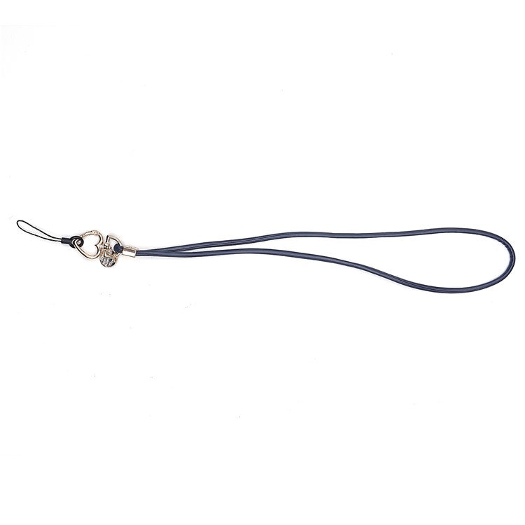 PU Leather Phone Lanyard Anti-lost Hanging Rope Pendant Keychain Multi-function Style Strap for Cell Phone, Keys, MP3 / MP4 Player - Dark Blue