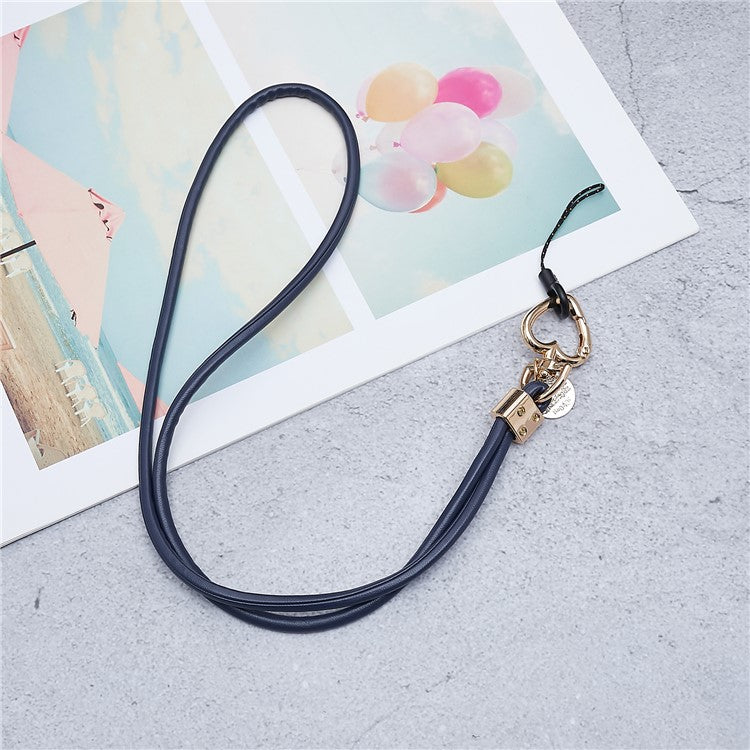 PU Leather Phone Lanyard Anti-lost Hanging Rope Pendant Keychain Multi-function Style Strap for Cell Phone, Keys, MP3 / MP4 Player - Dark Blue