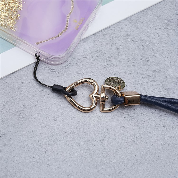 PU Leather Phone Lanyard Anti-lost Hanging Rope Pendant Keychain Multi-function Style Strap for Cell Phone, Keys, MP3 / MP4 Player - Dark Blue