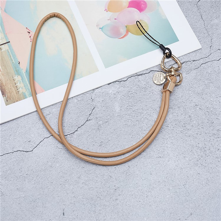 PU Leather Phone Lanyard Anti-lost Hanging Rope Pendant Keychain Multi-function Style Strap for Cell Phone, Keys, MP3 / MP4 Player - Brown