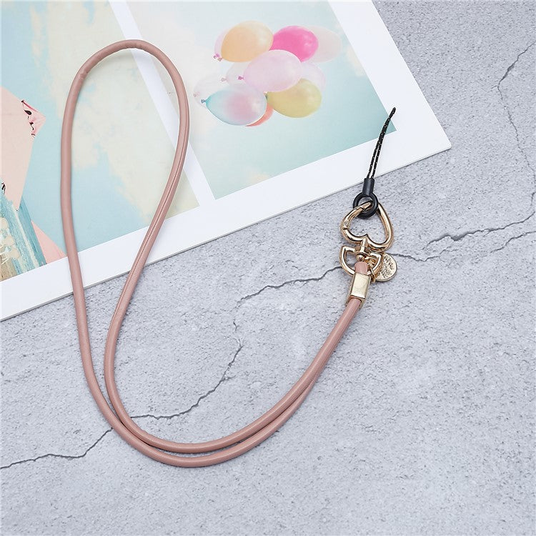 PU Leather Phone Lanyard Anti-lost Hanging Rope Pendant Keychain Multi-function Style Strap for Cell Phone, Keys, MP3 / MP4 Player - Light Pink