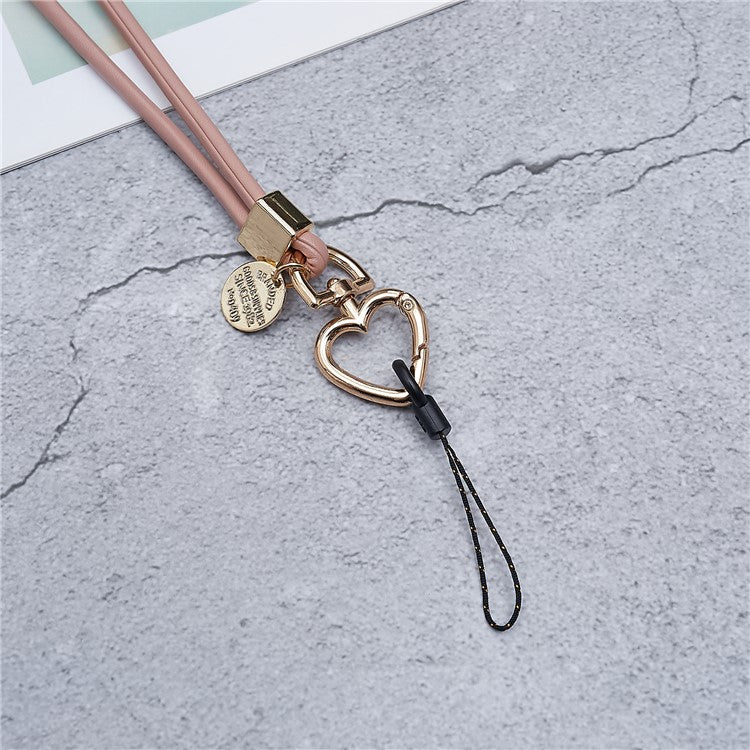 PU Leather Phone Lanyard Anti-lost Hanging Rope Pendant Keychain Multi-function Style Strap for Cell Phone, Keys, MP3 / MP4 Player - Light Pink