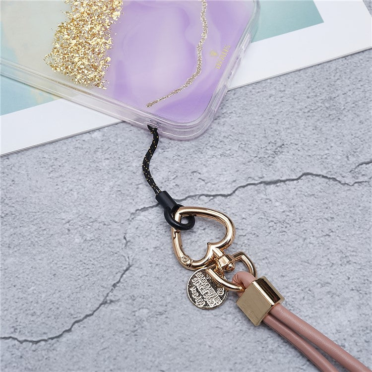 PU Leather Phone Lanyard Anti-lost Hanging Rope Pendant Keychain Multi-function Style Strap for Cell Phone, Keys, MP3 / MP4 Player - Light Pink