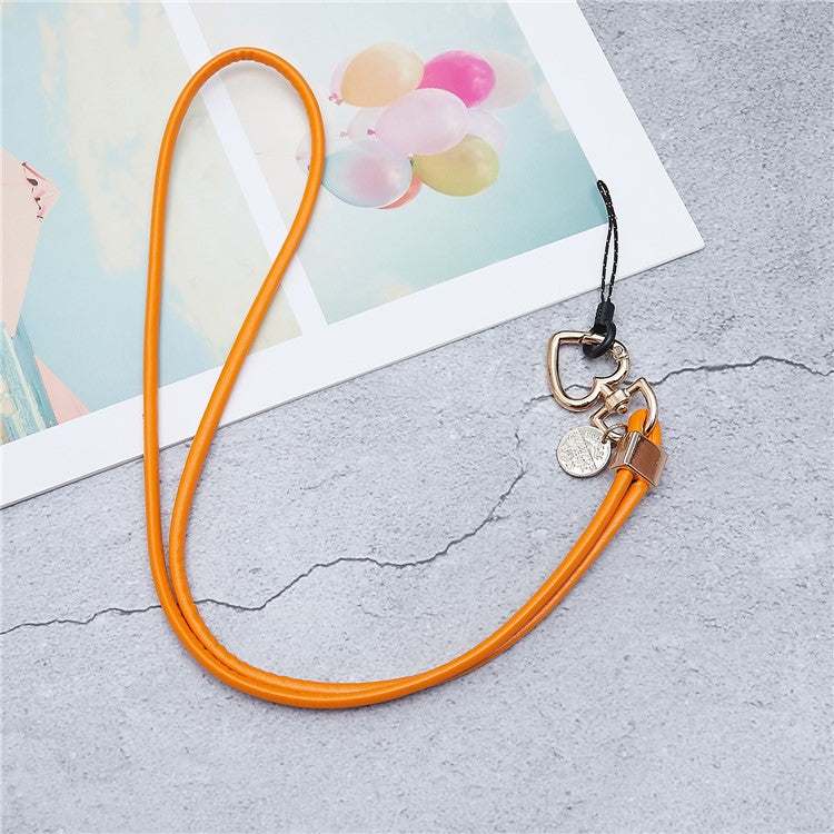 PU Leather Phone Lanyard Anti-lost Hanging Rope Pendant Keychain Multi-function Style Strap for Cell Phone, Keys, MP3 / MP4 Player - Orange