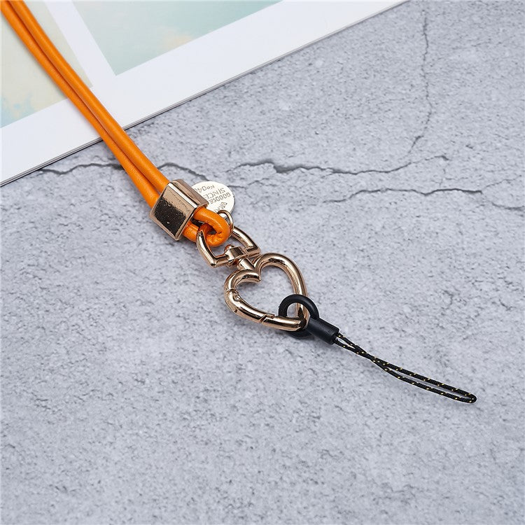 PU Leather Phone Lanyard Anti-lost Hanging Rope Pendant Keychain Multi-function Style Strap for Cell Phone, Keys, MP3 / MP4 Player - Orange