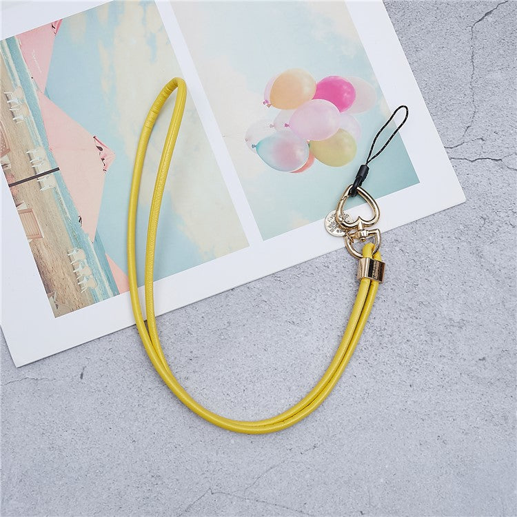 PU Leather Phone Lanyard Anti-lost Hanging Rope Pendant Keychain Multi-function Style Strap for Cell Phone, Keys, MP3 / MP4 Player - Yellow