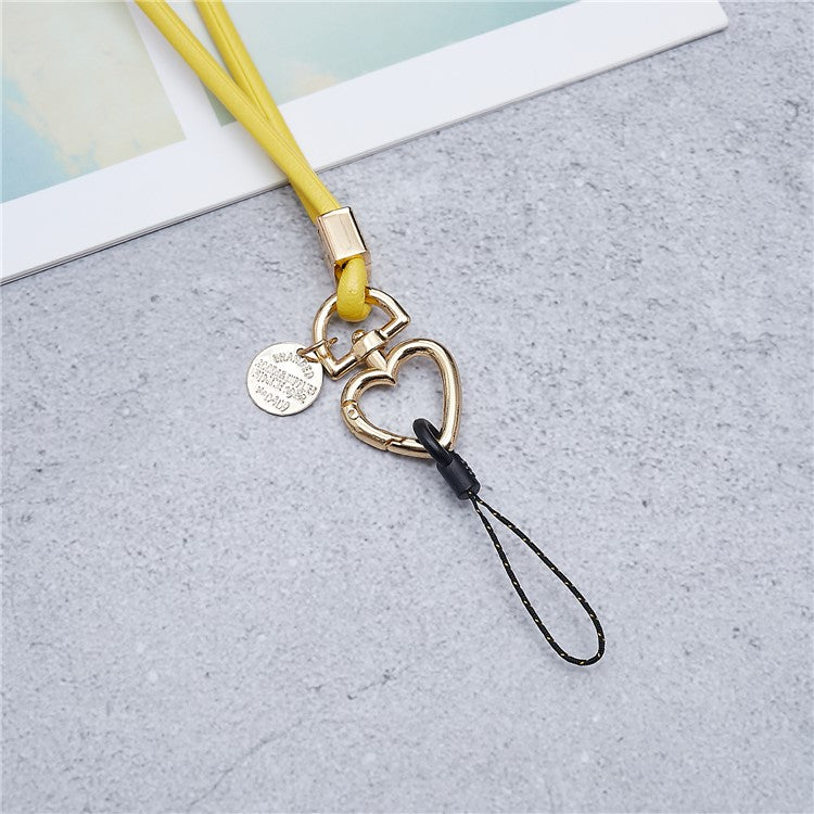 PU Leather Phone Lanyard Anti-lost Hanging Rope Pendant Keychain Multi-function Style Strap for Cell Phone, Keys, MP3 / MP4 Player - Yellow