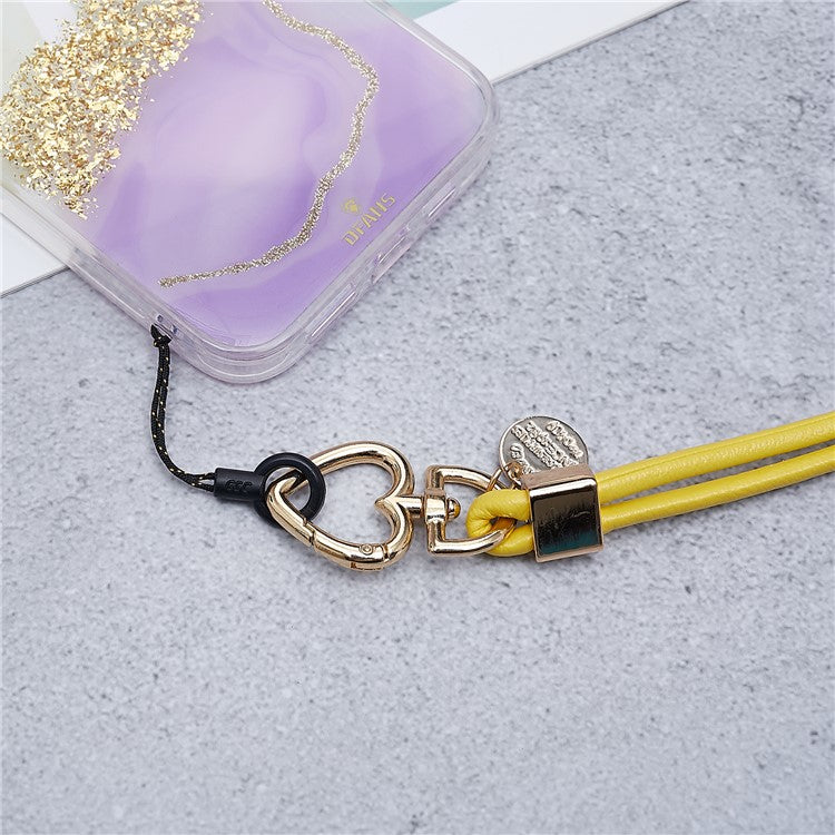 PU Leather Phone Lanyard Anti-lost Hanging Rope Pendant Keychain Multi-function Style Strap for Cell Phone, Keys, MP3 / MP4 Player - Yellow