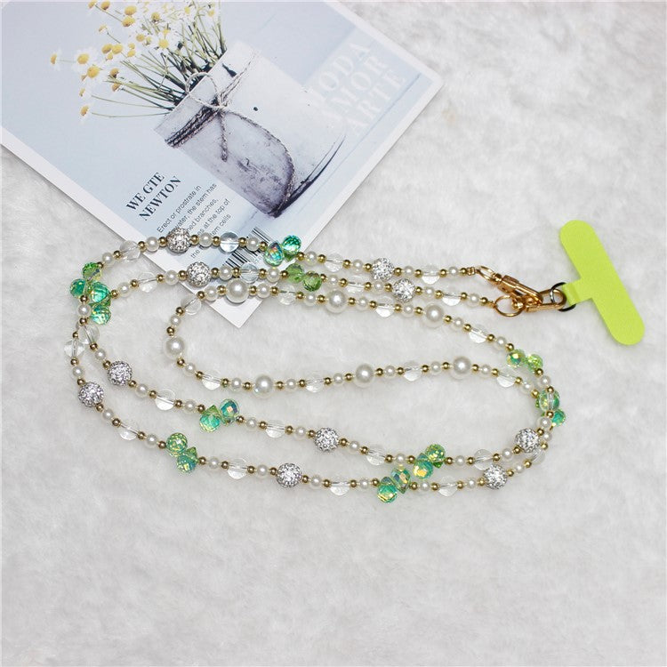 120cm Sparkling Diamond Beads Phone Strap Crossbody Chain - Green