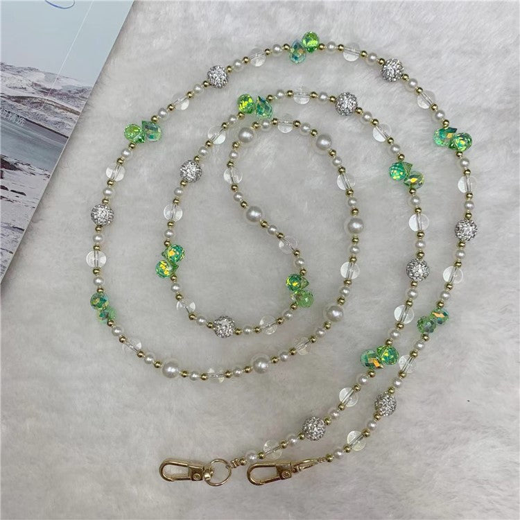 120cm Sparkling Diamond Beads Phone Strap Crossbody Chain - Green