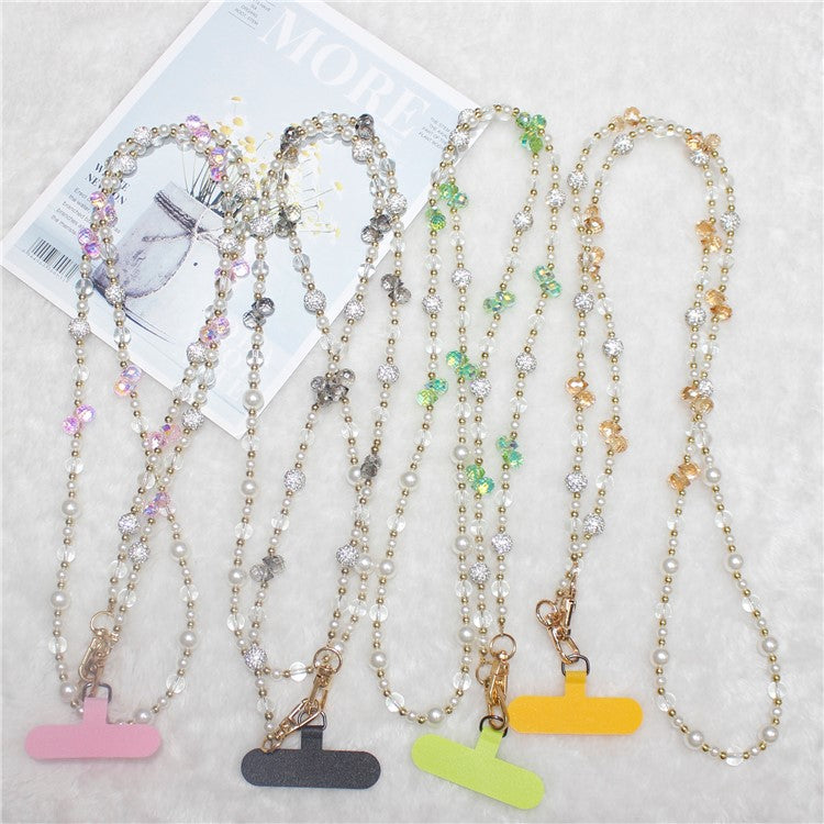 120cm Sparkling Diamond Beads Phone Strap Crossbody Chain - Green