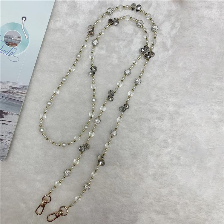 120cm Sparkling Diamond Beads Phone Strap Crossbody Chain - Silver