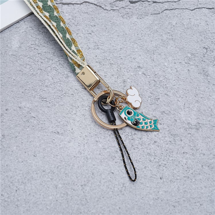 80cm Phone Lanyard Hanging Neck Fish Pendant Anti-lost Hand Wrist Strap Shoulder Neck Strap for Mobile Phone Shell - Green