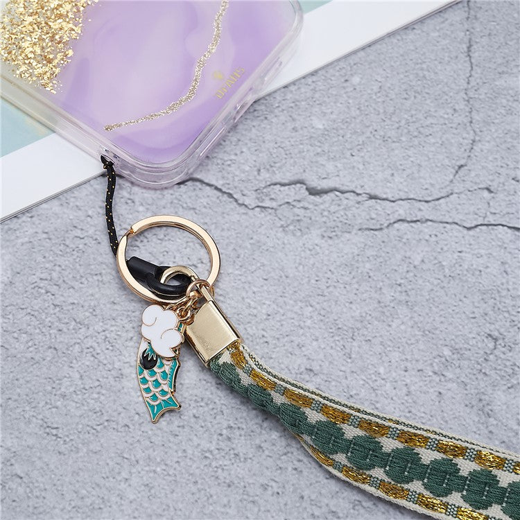 80cm Phone Lanyard Hanging Neck Fish Pendant Anti-lost Hand Wrist Strap Shoulder Neck Strap for Mobile Phone Shell - Green