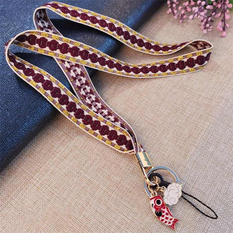 80cm Phone Lanyard Hanging Neck Fish Pendant Anti-lost Hand Wrist Strap Shoulder Neck Strap for Mobile Phone Shell - Purple