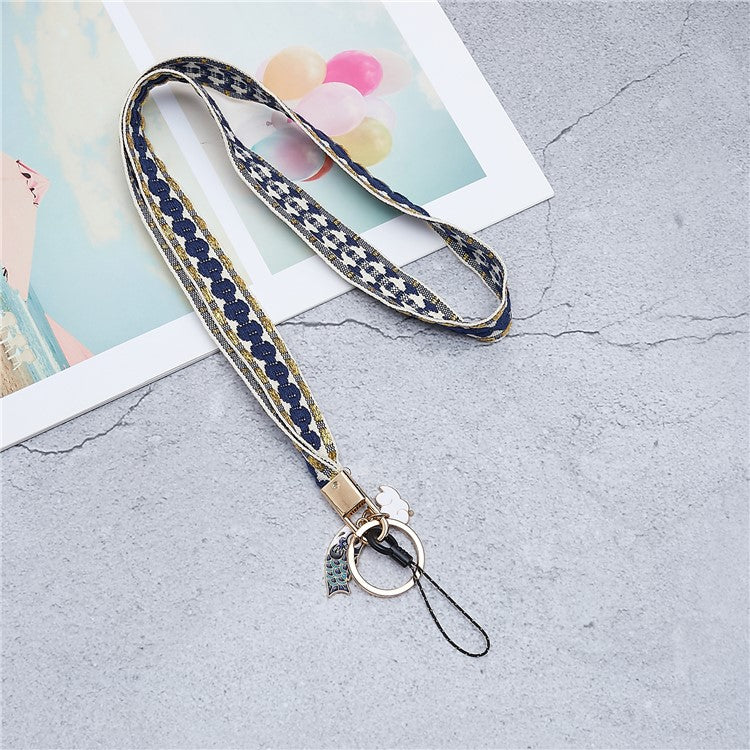 80cm Phone Lanyard Hanging Neck Fish Pendant Anti-lost Hand Wrist Strap Shoulder Neck Strap for Mobile Phone Shell - Blue