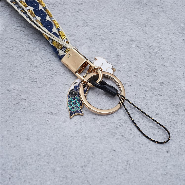 80cm Phone Lanyard Hanging Neck Fish Pendant Anti-lost Hand Wrist Strap Shoulder Neck Strap for Mobile Phone Shell - Blue