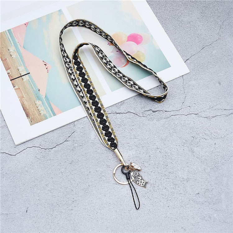 80cm Phone Lanyard Hanging Neck Fish Pendant Anti-lost Hand Wrist Strap Shoulder Neck Strap for Mobile Phone Shell - Black