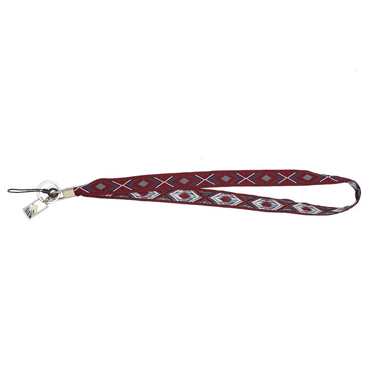 Ethnic Style Phone Strap ID Lanyard Cell Phone Anti-lost Neck Hanging Rope Wrist Chains Camera Lanyard - Dark Red