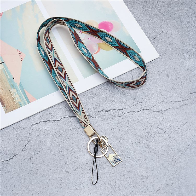 Ethnic Style Phone Strap ID Lanyard Cell Phone Anti-lost Neck Hanging Rope Wrist Chains Camera Lanyard - Beige