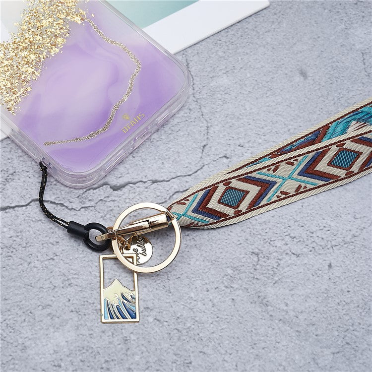 Ethnic Style Phone Strap ID Lanyard Cell Phone Anti-lost Neck Hanging Rope Wrist Chains Camera Lanyard - Beige