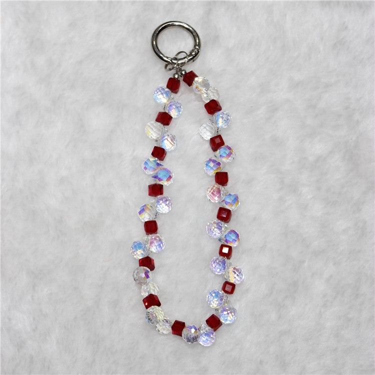 Cell Phone Lanyard 28cm Indirect Grape Beads Phone Chain Wrist Strap - Red