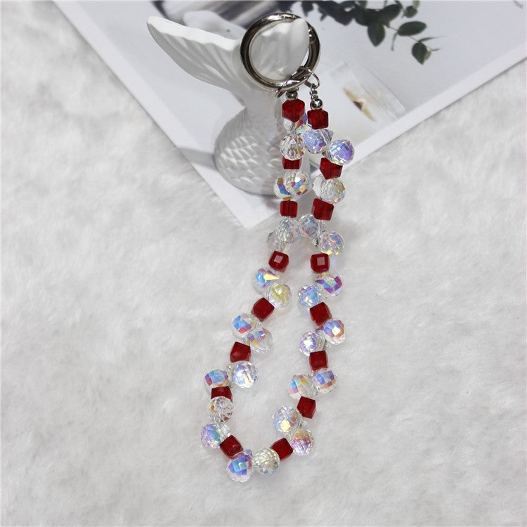 Cell Phone Lanyard 28cm Indirect Grape Beads Phone Chain Wrist Strap - Red