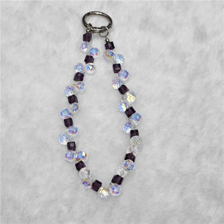 Cell Phone Lanyard 28cm Indirect Grape Beads Phone Chain Wrist Strap - Purple