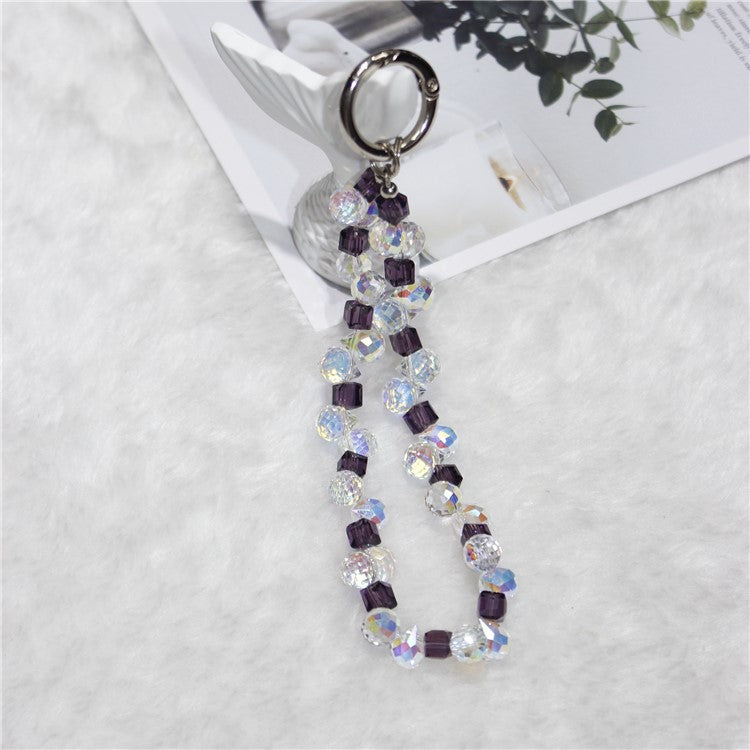 Cell Phone Lanyard 28cm Indirect Grape Beads Phone Chain Wrist Strap - Purple