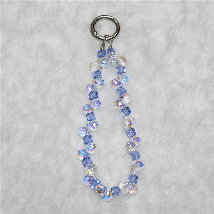 Cell Phone Lanyard 28cm Indirect Grape Beads Phone Chain Wrist Strap - Blue