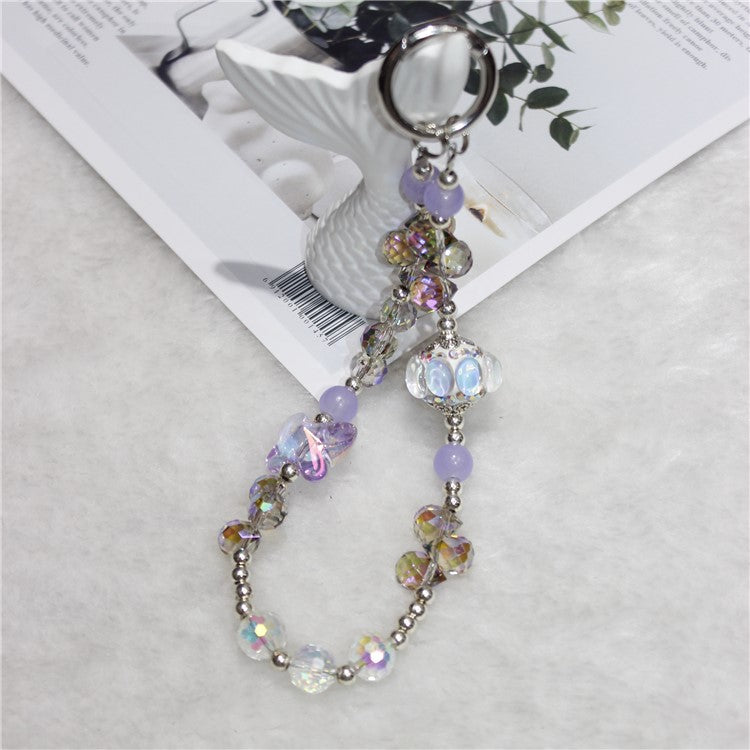 Phone Charm Strap Grape Bead Phone Lanyard Short 26cm Phone Wrist Strap - Purple