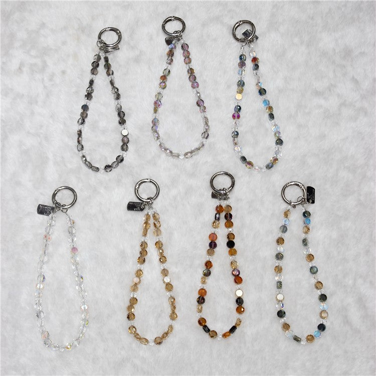 Crystal Bead Phone Lanyard Short 26cm Mobile Phone Bracelet Anti-Lost Chain - Style 1