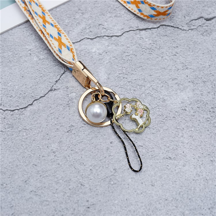 80cm Cell Phone Lanyard Flower Pendant Crossbody Phone Lanyard Phone Hand Wrist Strap Neck Lanyard Shoulder Strap - Yellow