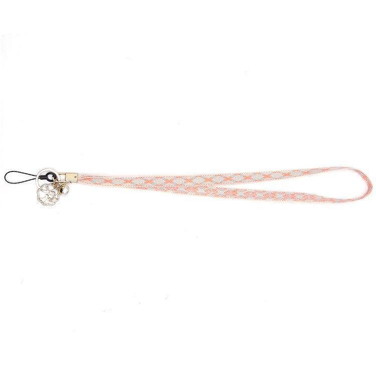 80cm Cell Phone Lanyard Flower Pendant Crossbody Phone Lanyard Phone Hand Wrist Strap Neck Lanyard Shoulder Strap - Pink