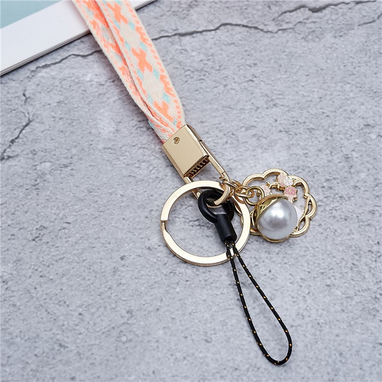 80cm Cell Phone Lanyard Flower Pendant Crossbody Phone Lanyard Phone Hand Wrist Strap Neck Lanyard Shoulder Strap - Pink