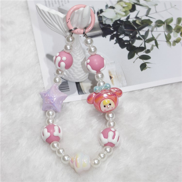 Phone Charms Phone Strap Short 26cm Star Beaded Anti-Lost Phone Chain - Style 1