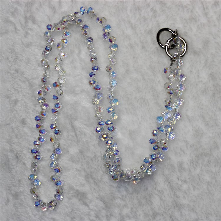 Phone Strap Strawberry Crystal Beads Necklace Crossbody Neck Lanyard with Tether Tab, Total Length: 120cm - Style 3