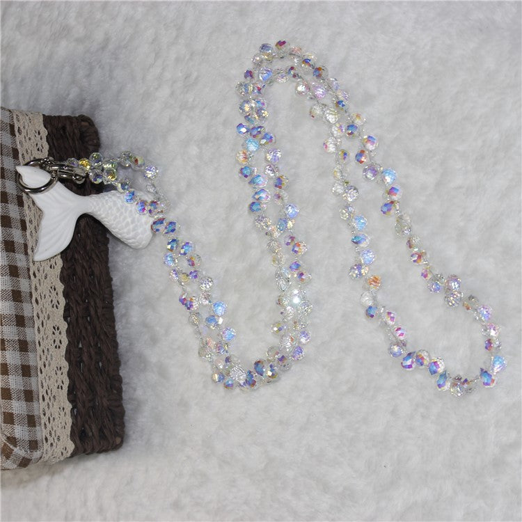 Phone Strap Strawberry Crystal Beads Necklace Crossbody Neck Lanyard with Tether Tab, Total Length: 120cm - Style 3