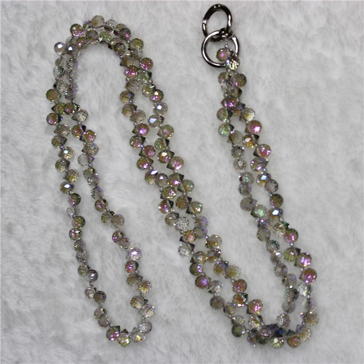 Phone Strap Strawberry Crystal Beads Necklace Crossbody Neck Lanyard with Tether Tab, Total Length: 120cm - Style 6