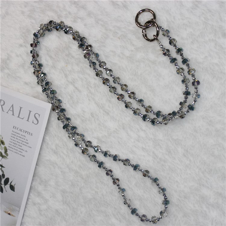 Mobile Phone Lanyard Wheel Crystal Beads Crossbody Phone Beads Strap with Tether Tab, Total Length: 120cm - Style 1