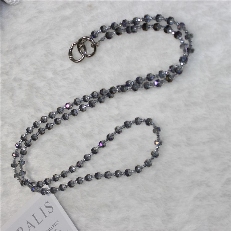 Mobile Phone Lanyard Wheel Crystal Beads Crossbody Phone Beads Strap with Tether Tab, Total Length: 120cm - Style 2