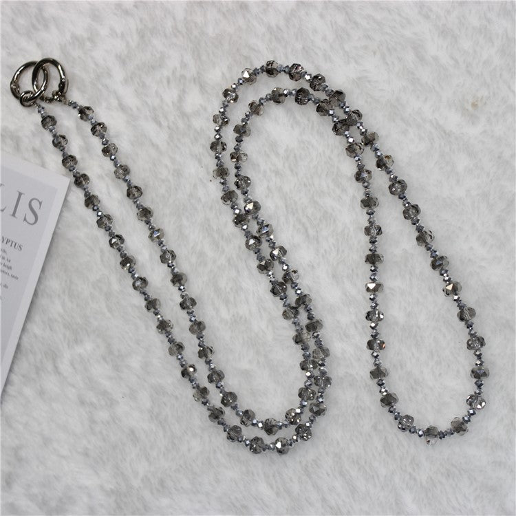 Mobile Phone Lanyard Wheel Crystal Beads Crossbody Phone Beads Strap with Tether Tab, Total Length: 120cm - Style 3